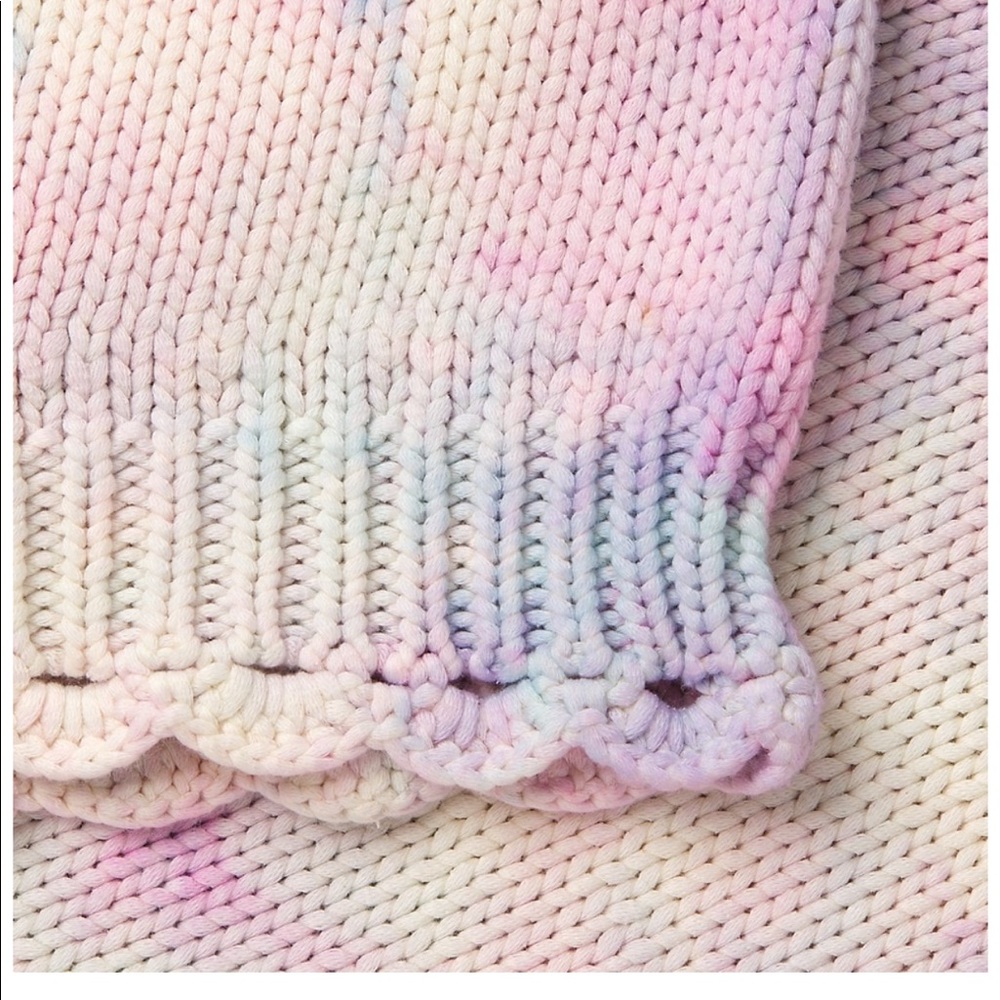 🎀 Karrisa Tie Dye Knit Scallop Shorts, Size L, Pink, White & Blue - Picture 10 of 17